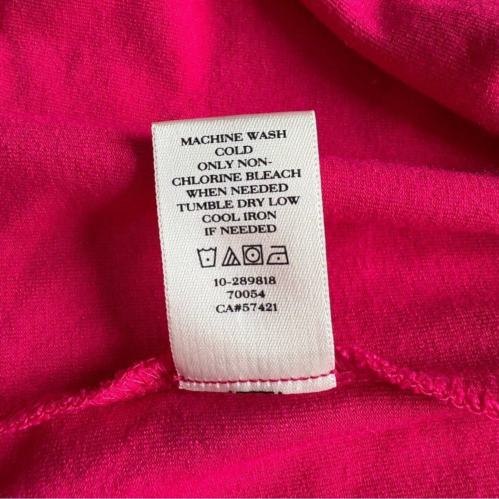 Ann Taylor Bright Pink Wrap Dress 3/4 Sleeve Tie Waist Knee Length: XS - Picture 5 of 7